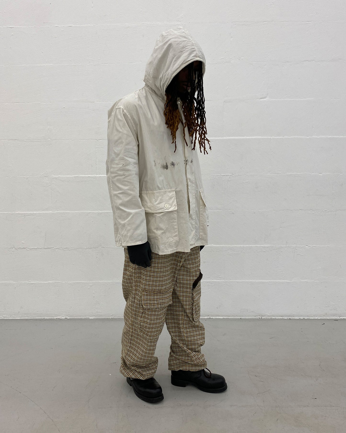 Vintage 1970s Swedish Military Overcoat Jacket White