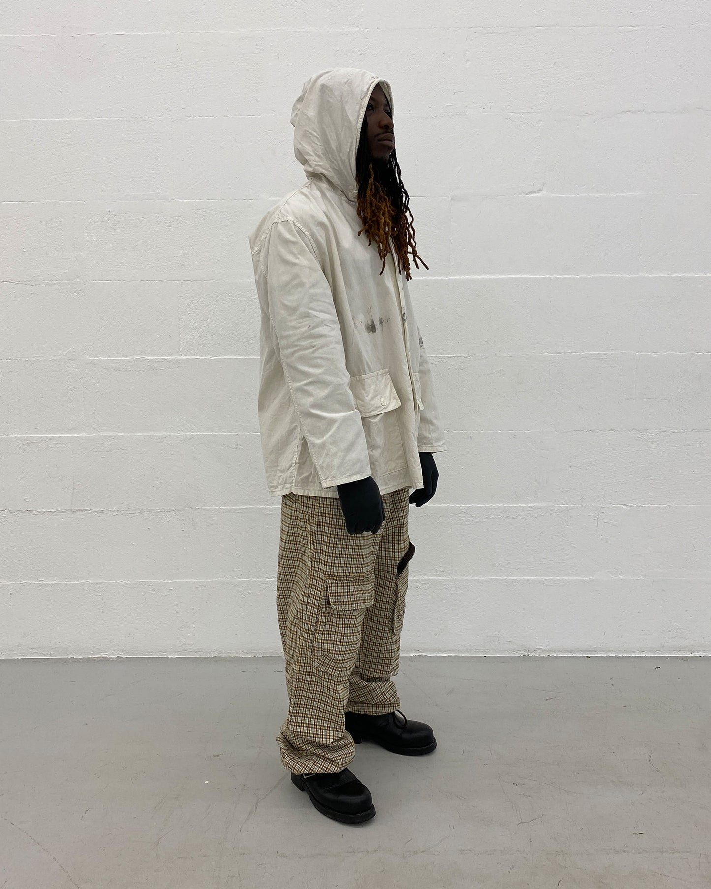 Vintage 1970s Swedish Military Overcoat Jacket White