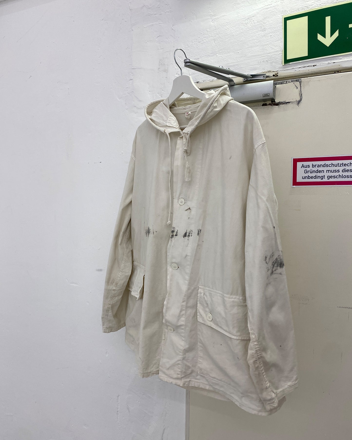 Vintage 1970s Swedish Military Overcoat Jacket White