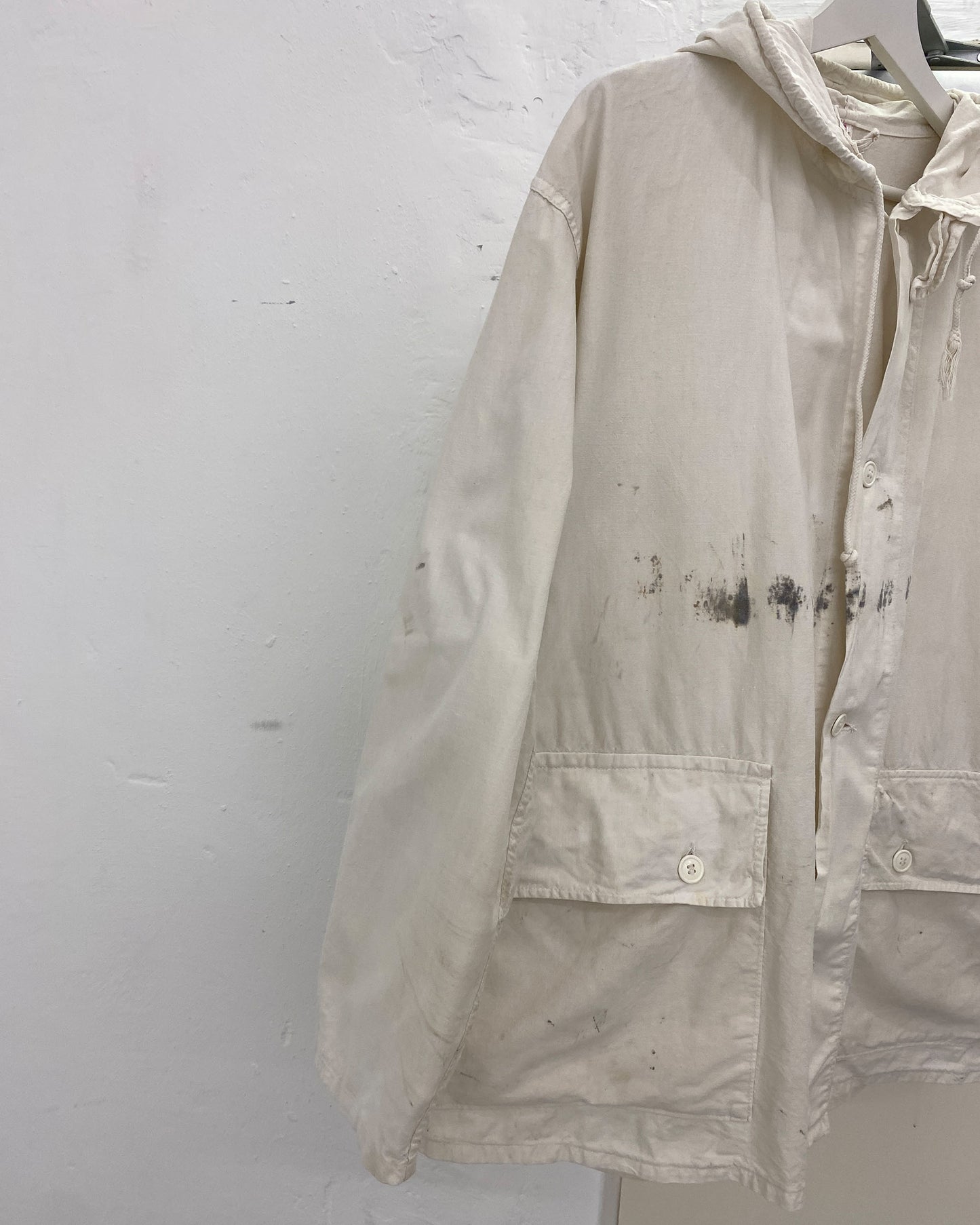 Vintage 1970s Swedish Military Overcoat Jacket White