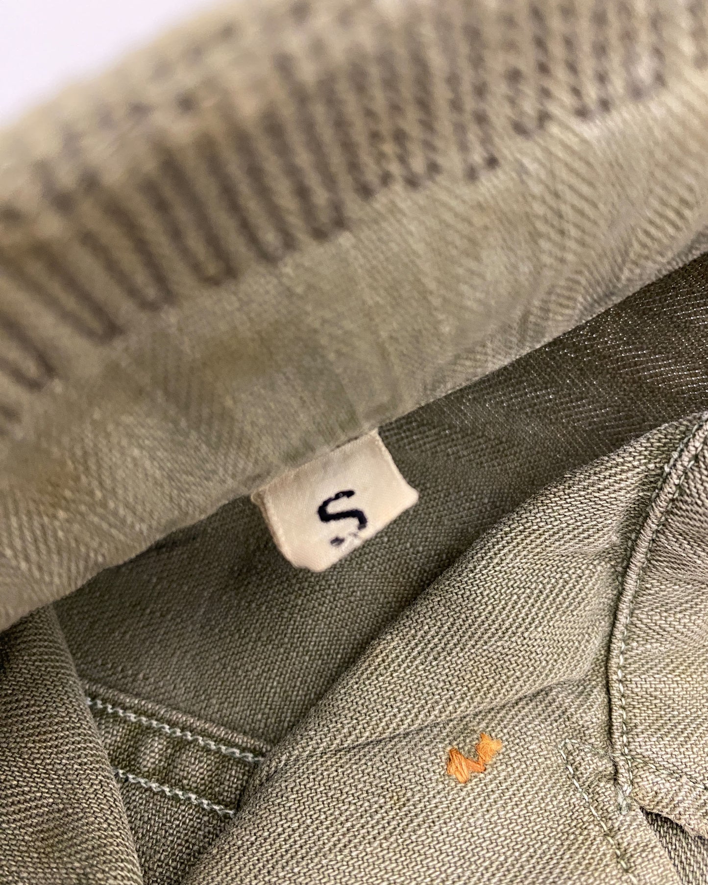 Vintage 1980s Military Herringbone Shirt Khaki Green