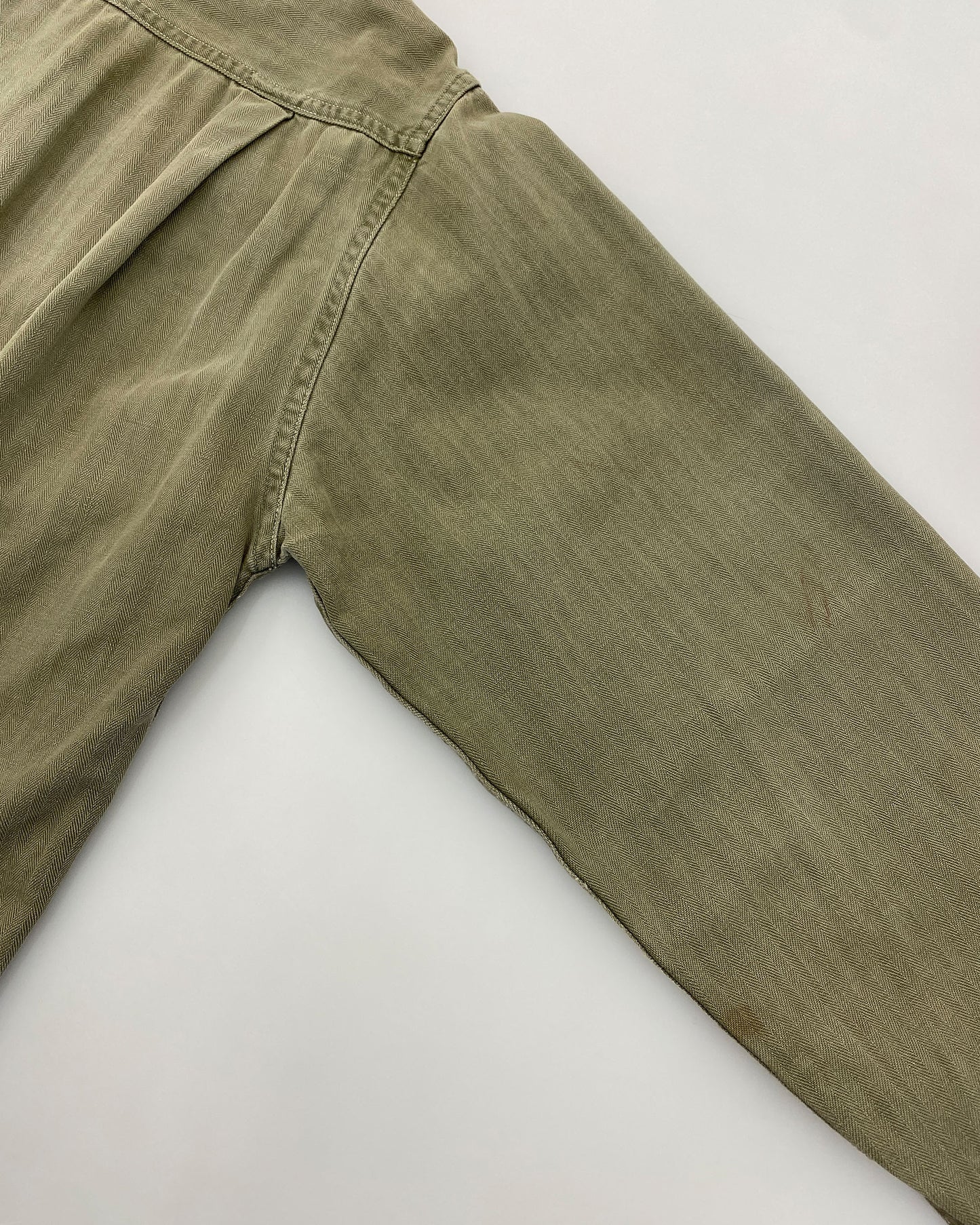 Vintage 1980s Military Herringbone Shirt Khaki Green