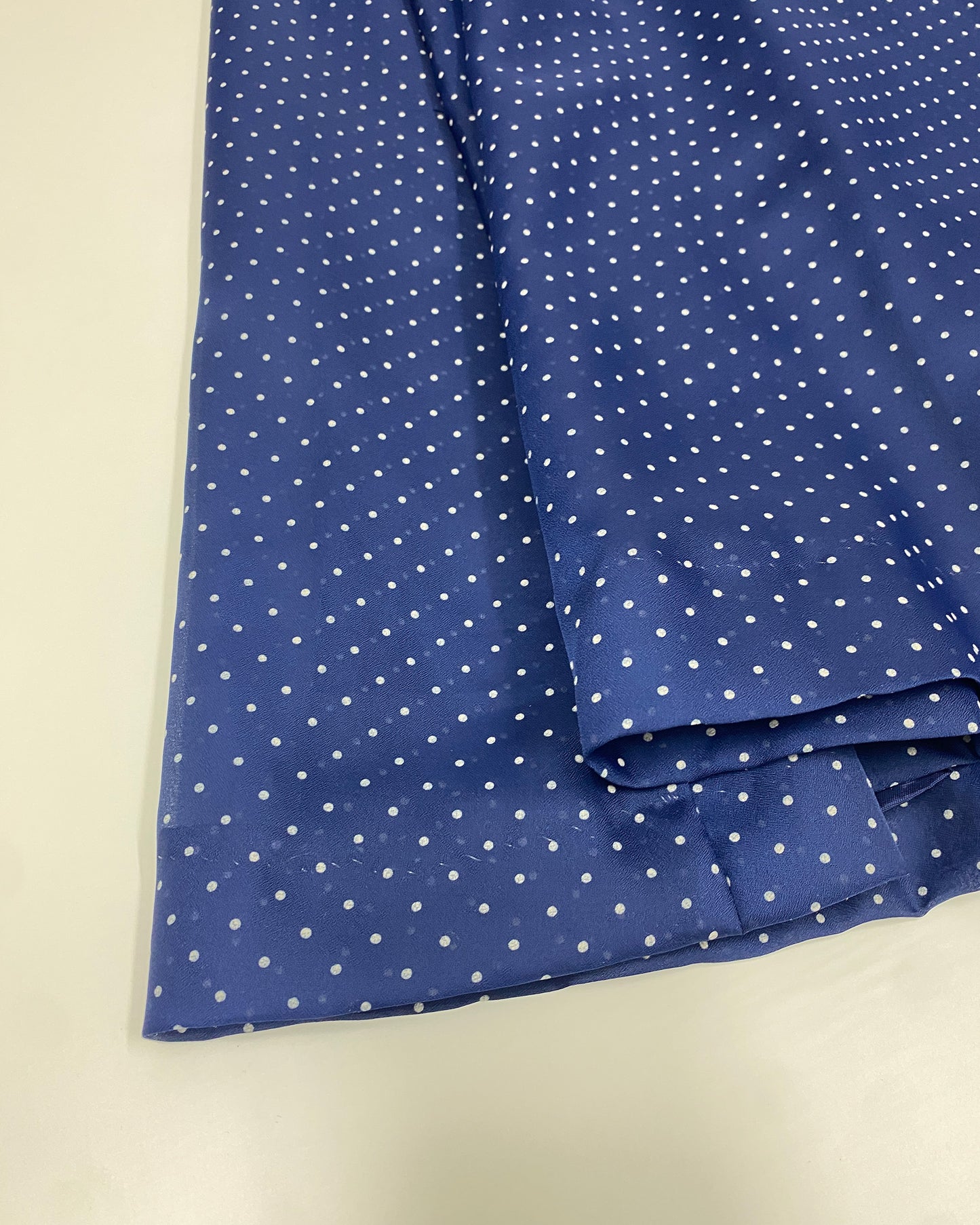 Vintage 1970s Polka Dot Butterfly Sleeves Dress Navy