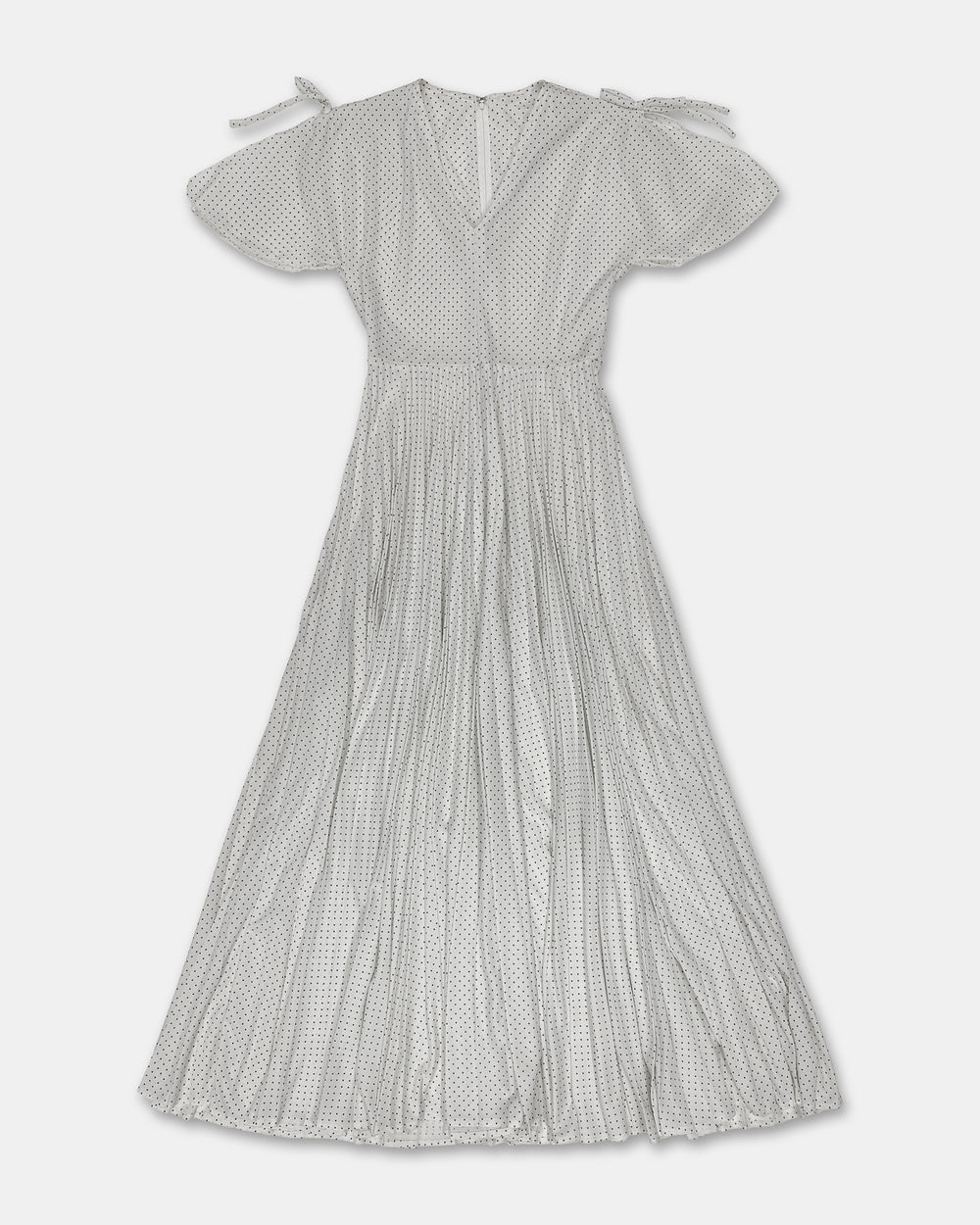 Vintage 1970s Polka Dot Shoulder Slit Dress White