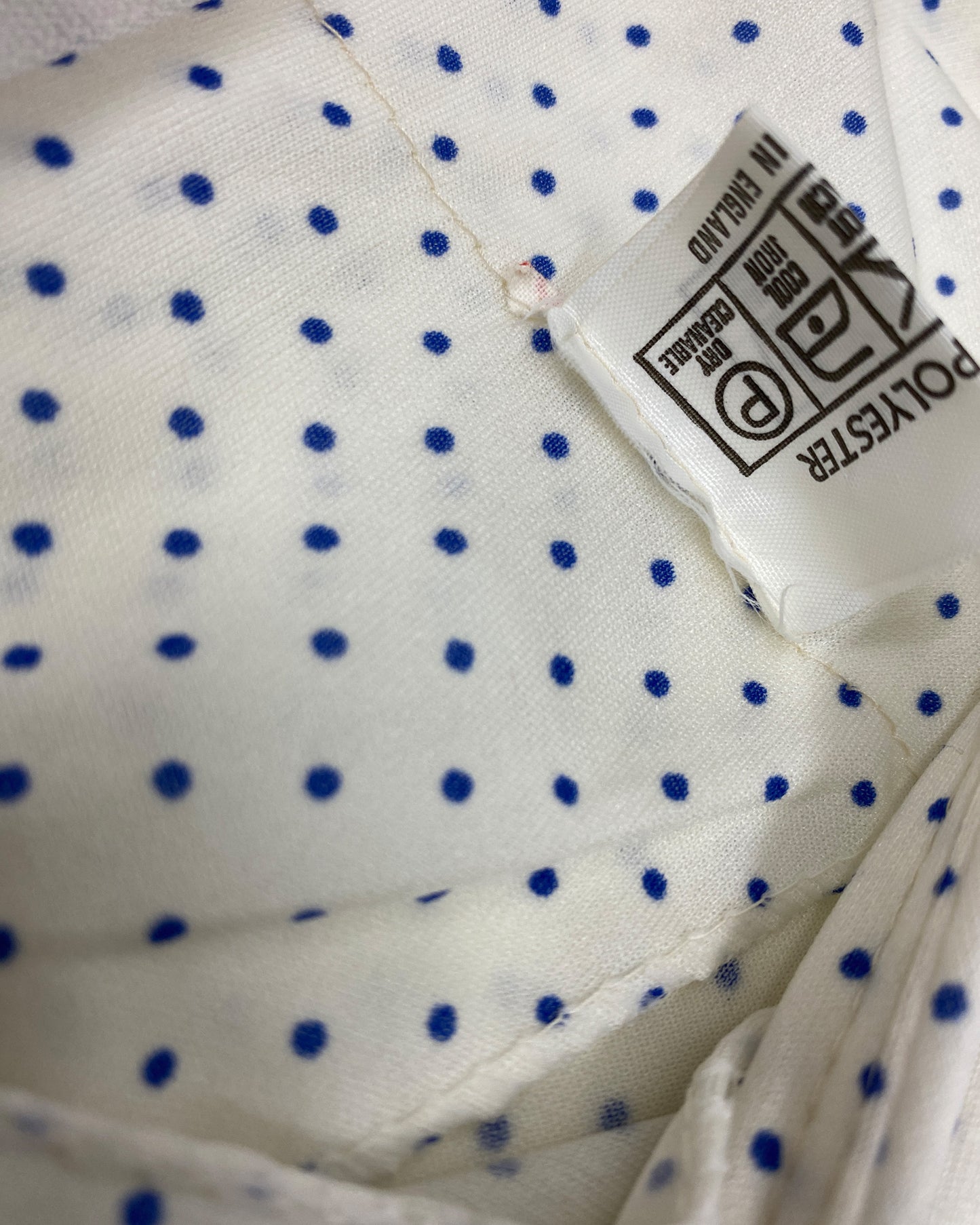 Vintage 1970s Polka Dot Shoulder Slit Dress White