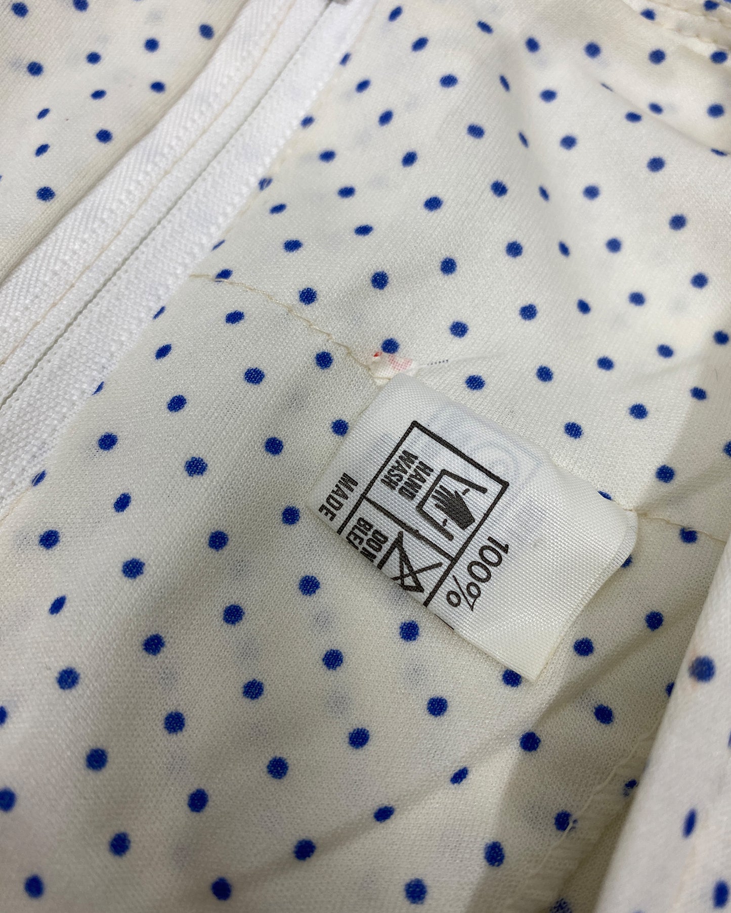 Vintage 1970s Polka Dot Shoulder Slit Dress White