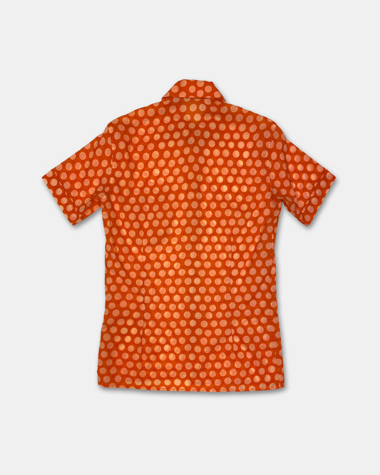 Vintage 1970s Polka Dot Short Sleeve Shirt Orange