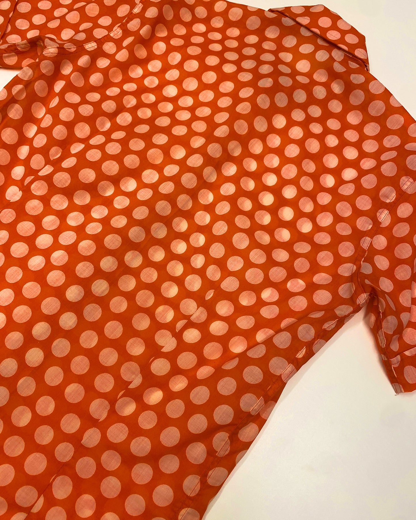 Vintage 1970s Polka Dot Short Sleeve Shirt Orange