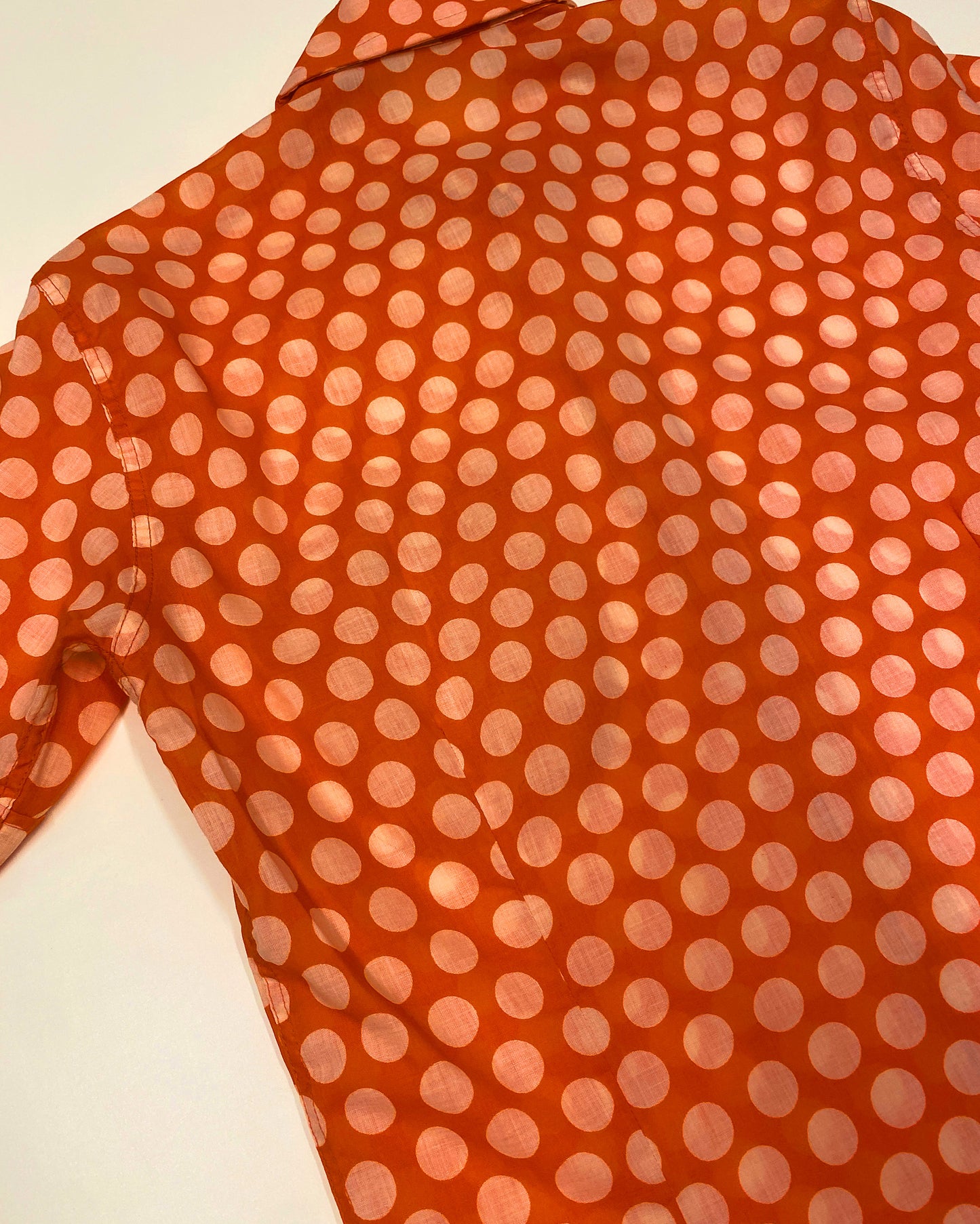 Vintage 1970s Polka Dot Short Sleeve Shirt Orange