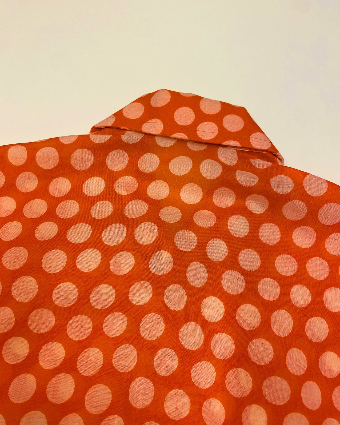 Vintage 1970s Polka Dot Short Sleeve Shirt Orange
