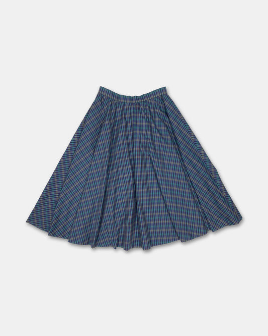 Vintage 1970s Checkered Cotton Skirt Blue