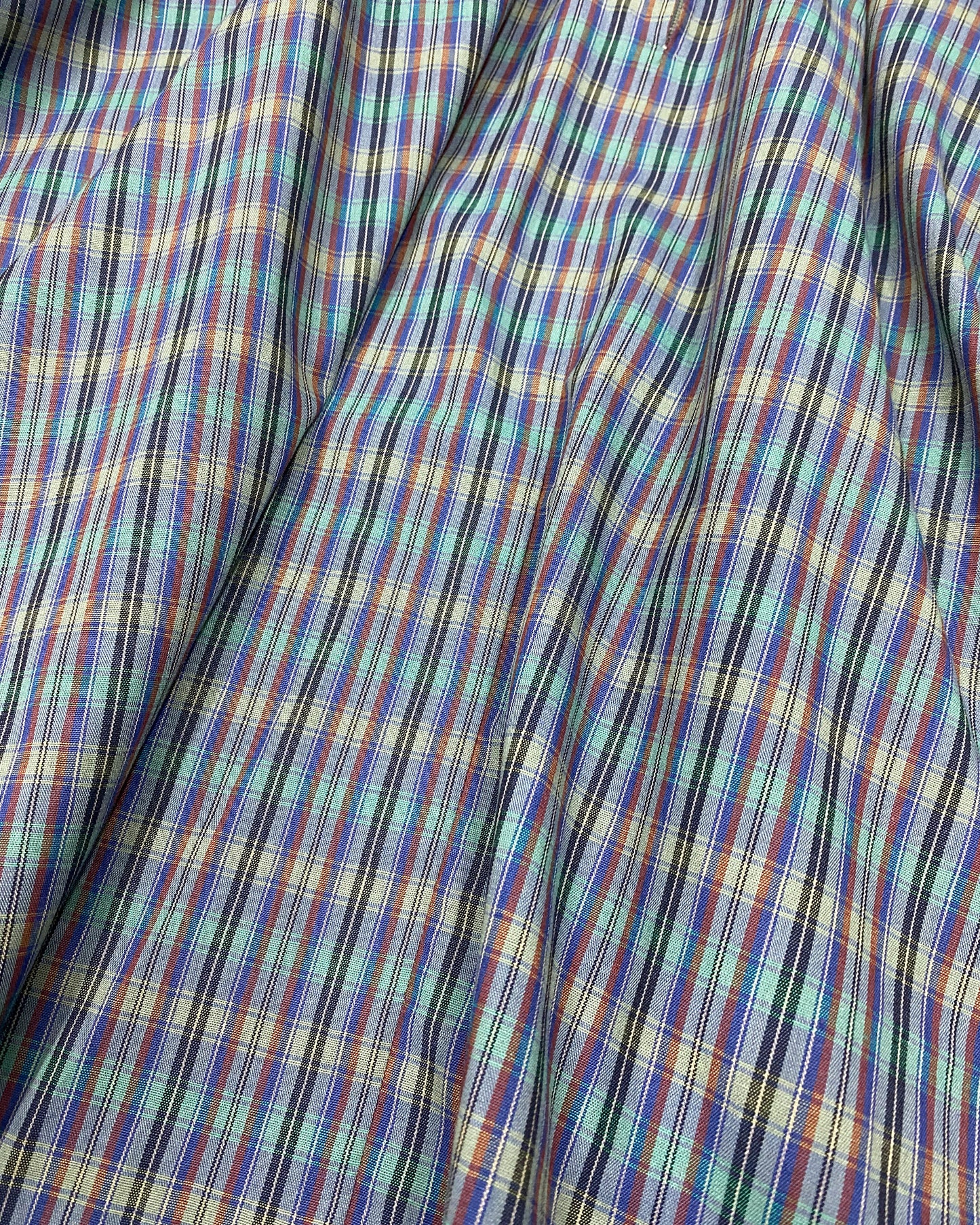 Vintage 1970s Checkered Cotton Skirt Blue