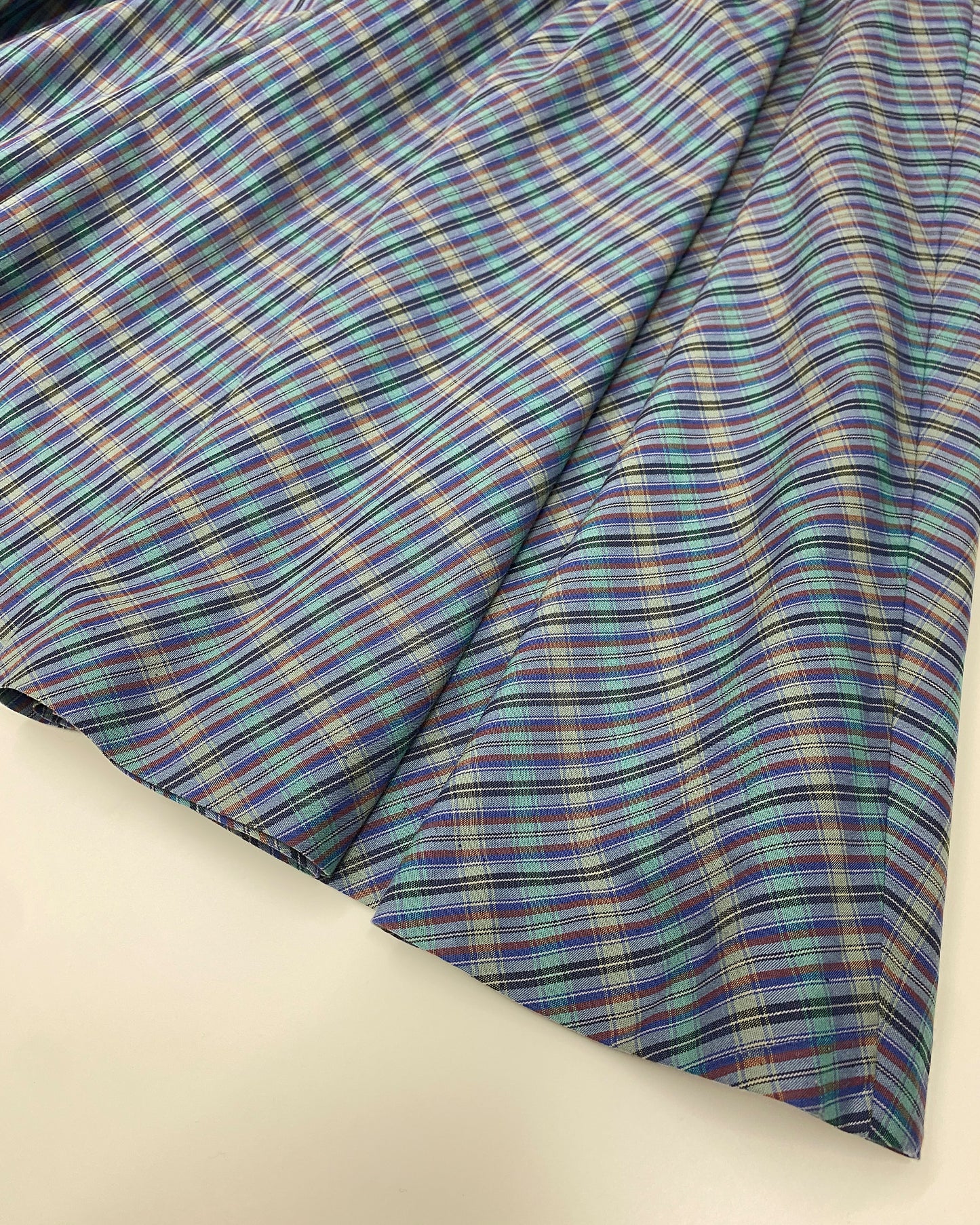 Vintage 1970s Checkered Cotton Skirt Blue