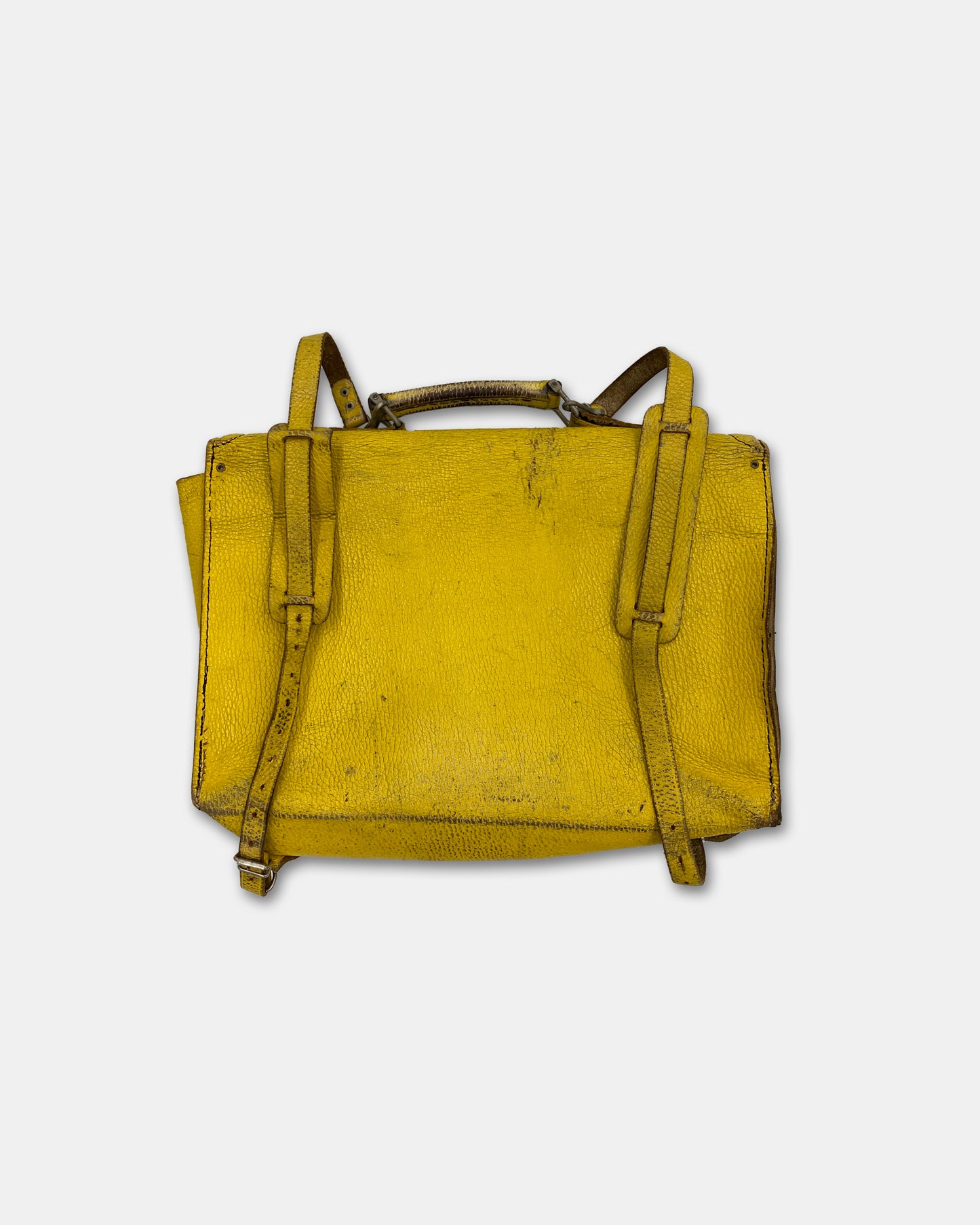 Vintage 1960s Leather School Backpack Yellow