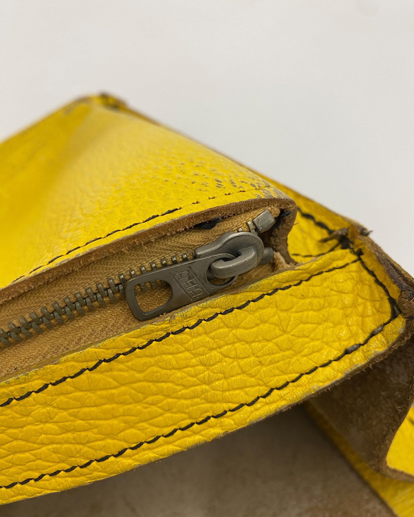 Vintage 1960s Leather School Backpack Yellow