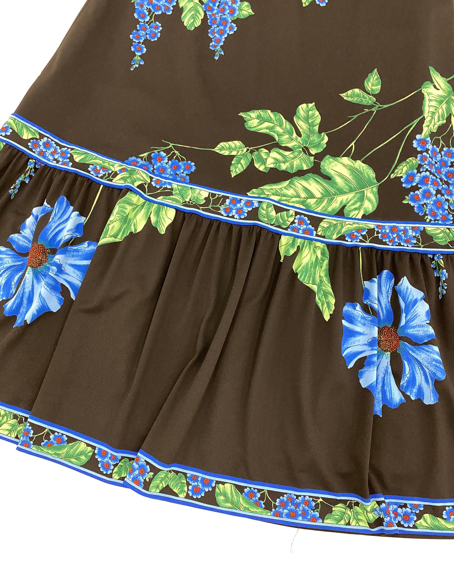 Vintage 1980s Flower Print Maxi Skirt and Fringed Triangle Scarf Set Black