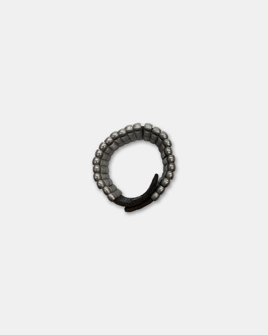 Vintage 1990s Leather Bracelet Brown Silver