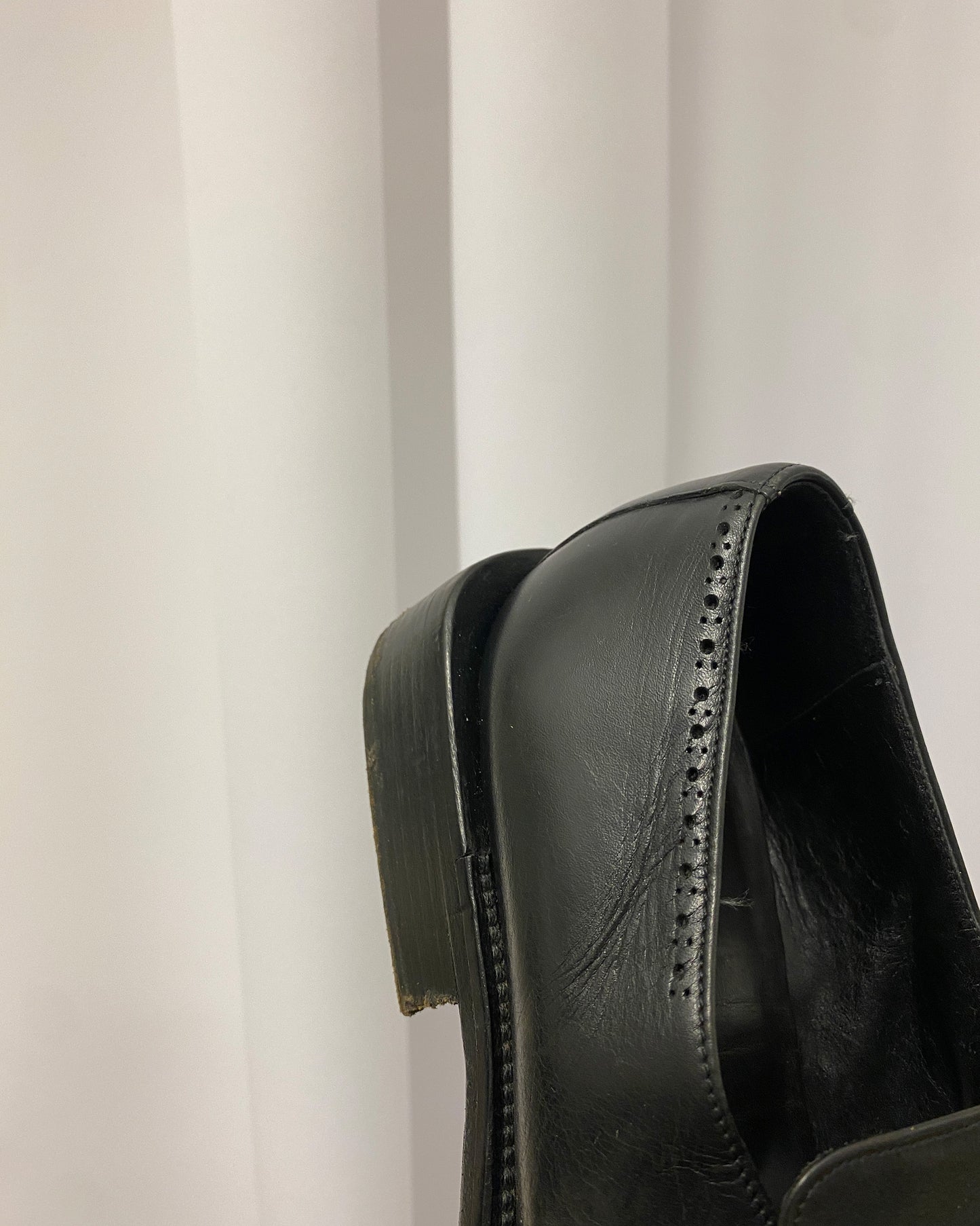 Vintage 1990s Square Toe Leather Loafer Black