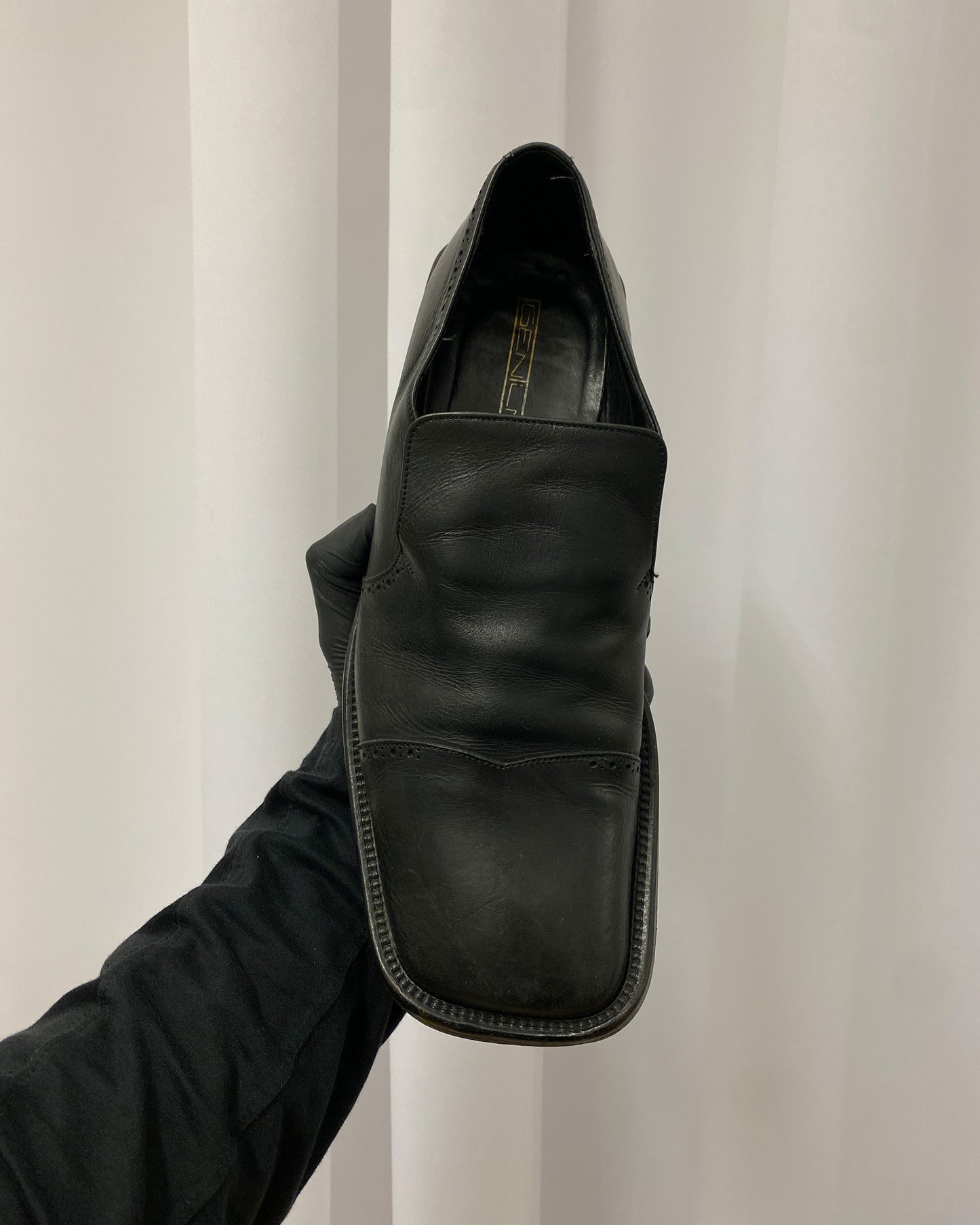 Vintage 1990s Square Toe Leather Loafer Black