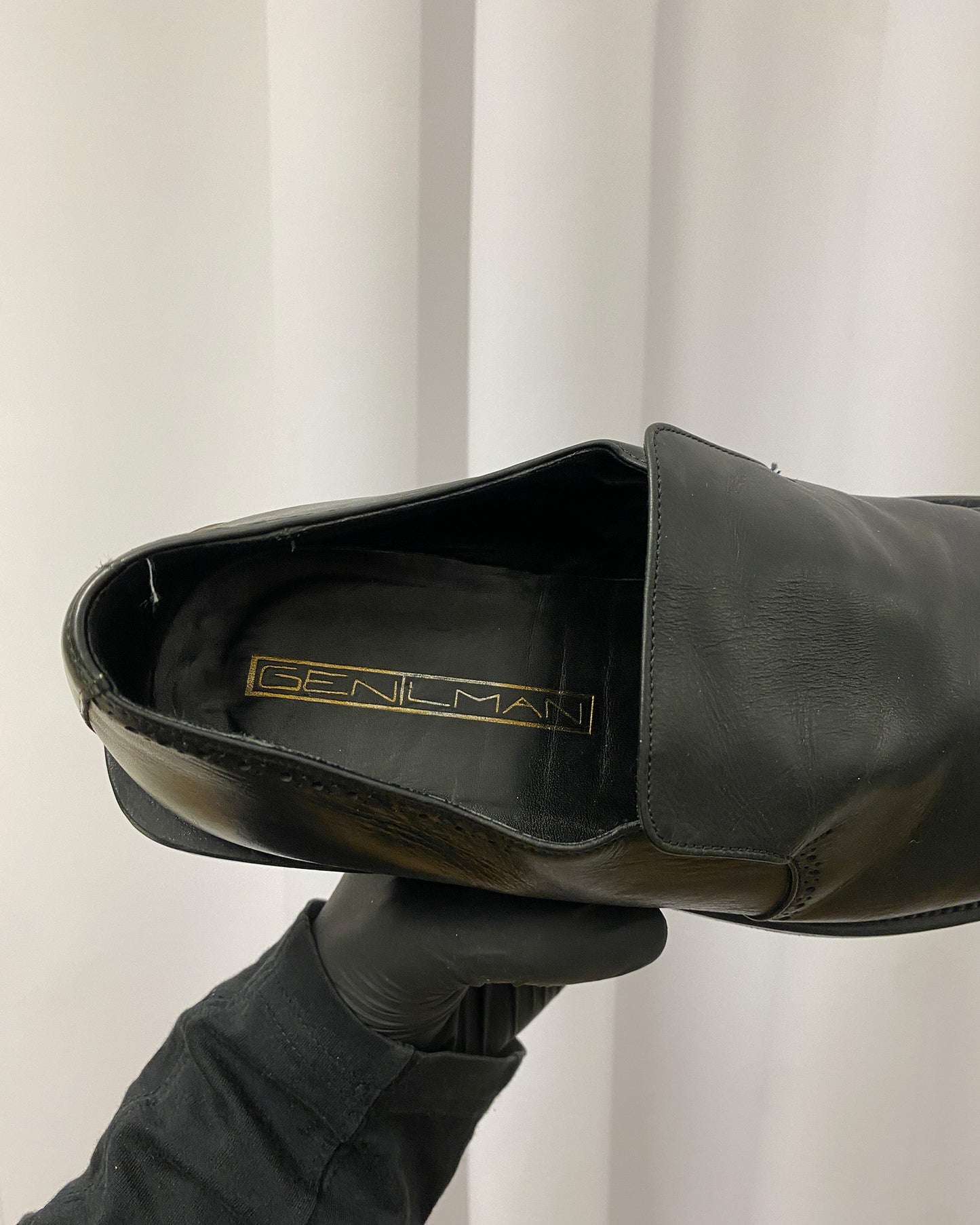 Vintage 1990s Square Toe Leather Loafer Black