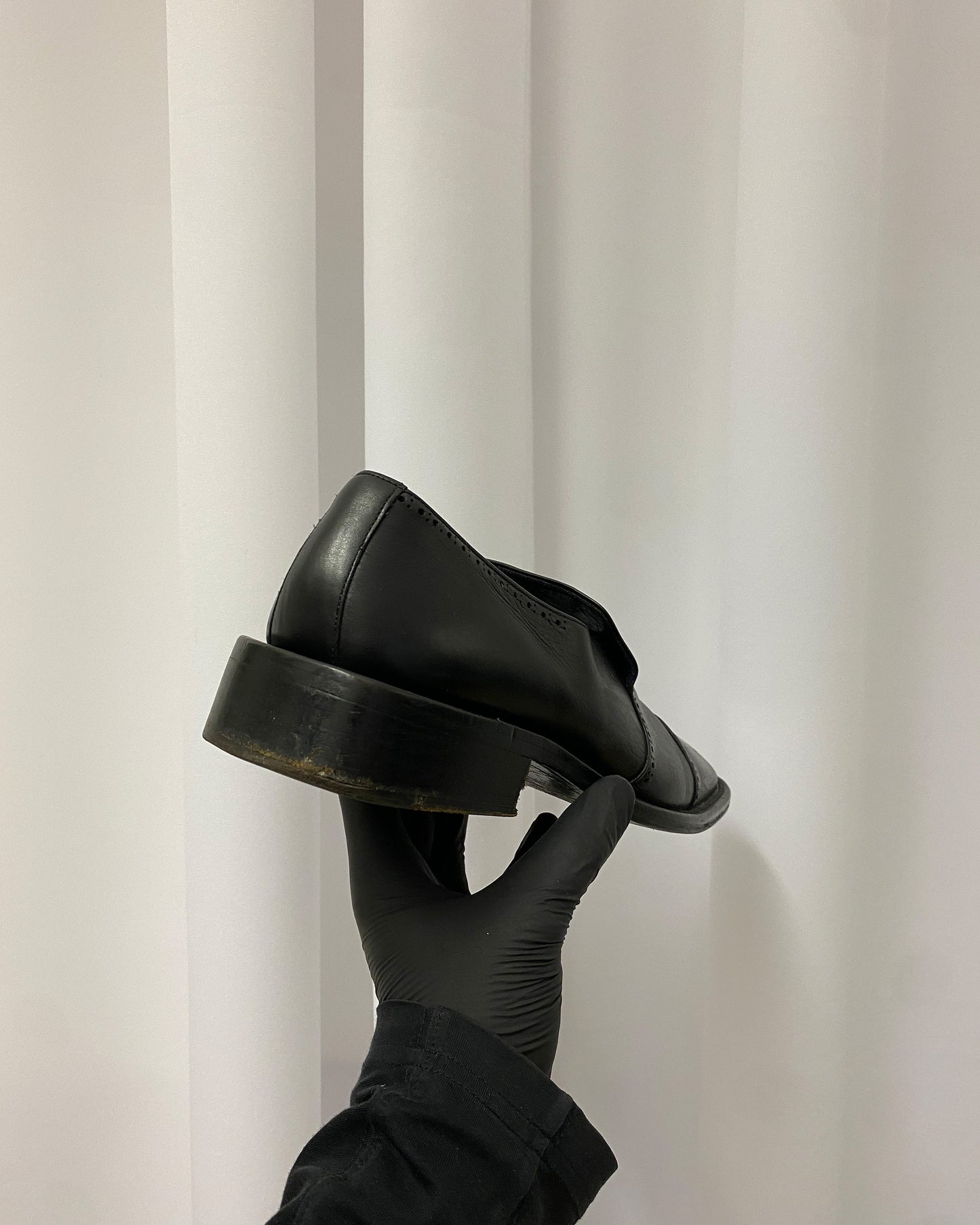 Vintage 1990s Square Toe Leather Loafer Black