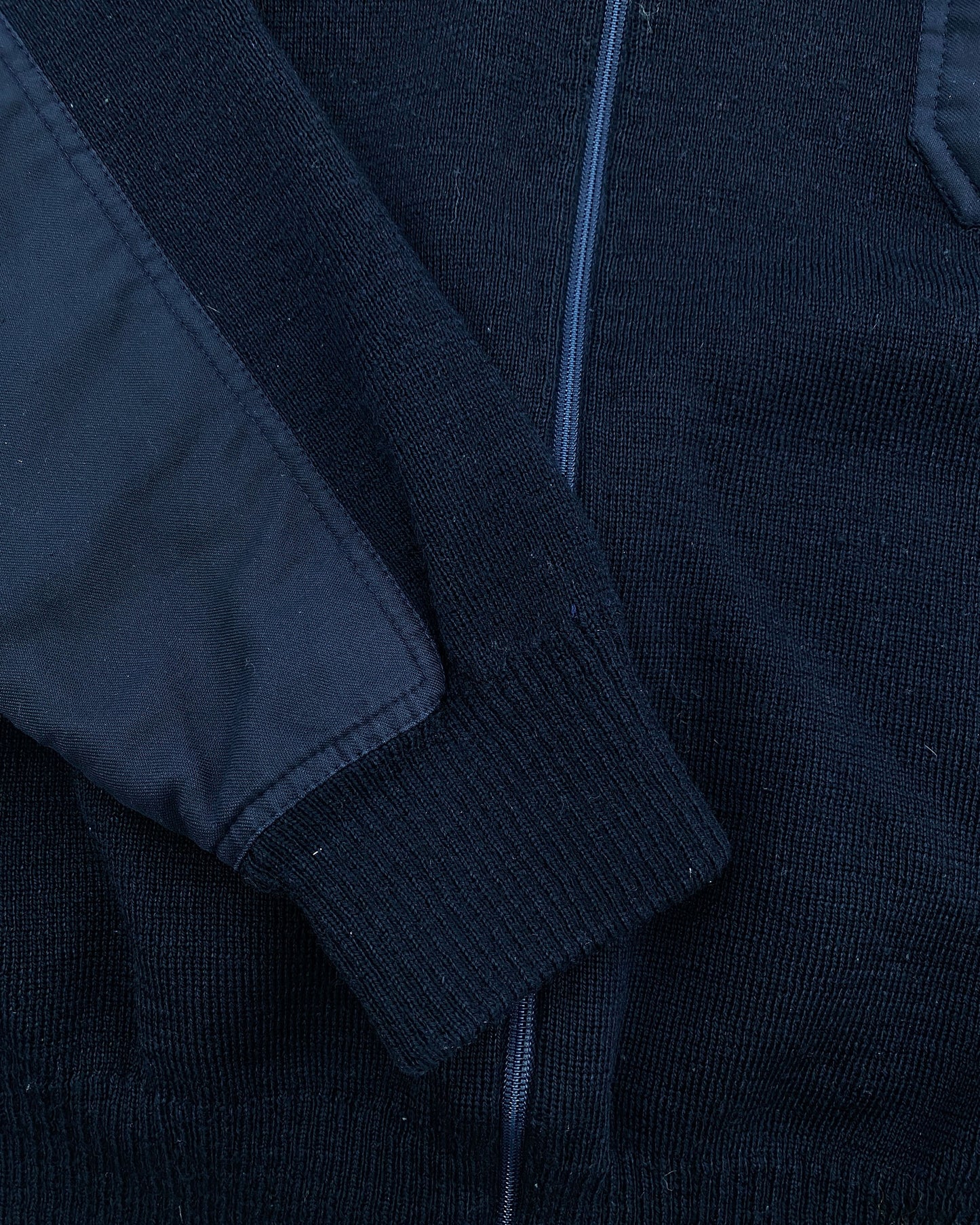 Vintage 1980s Fire Department Zip Knit Sweater Navy