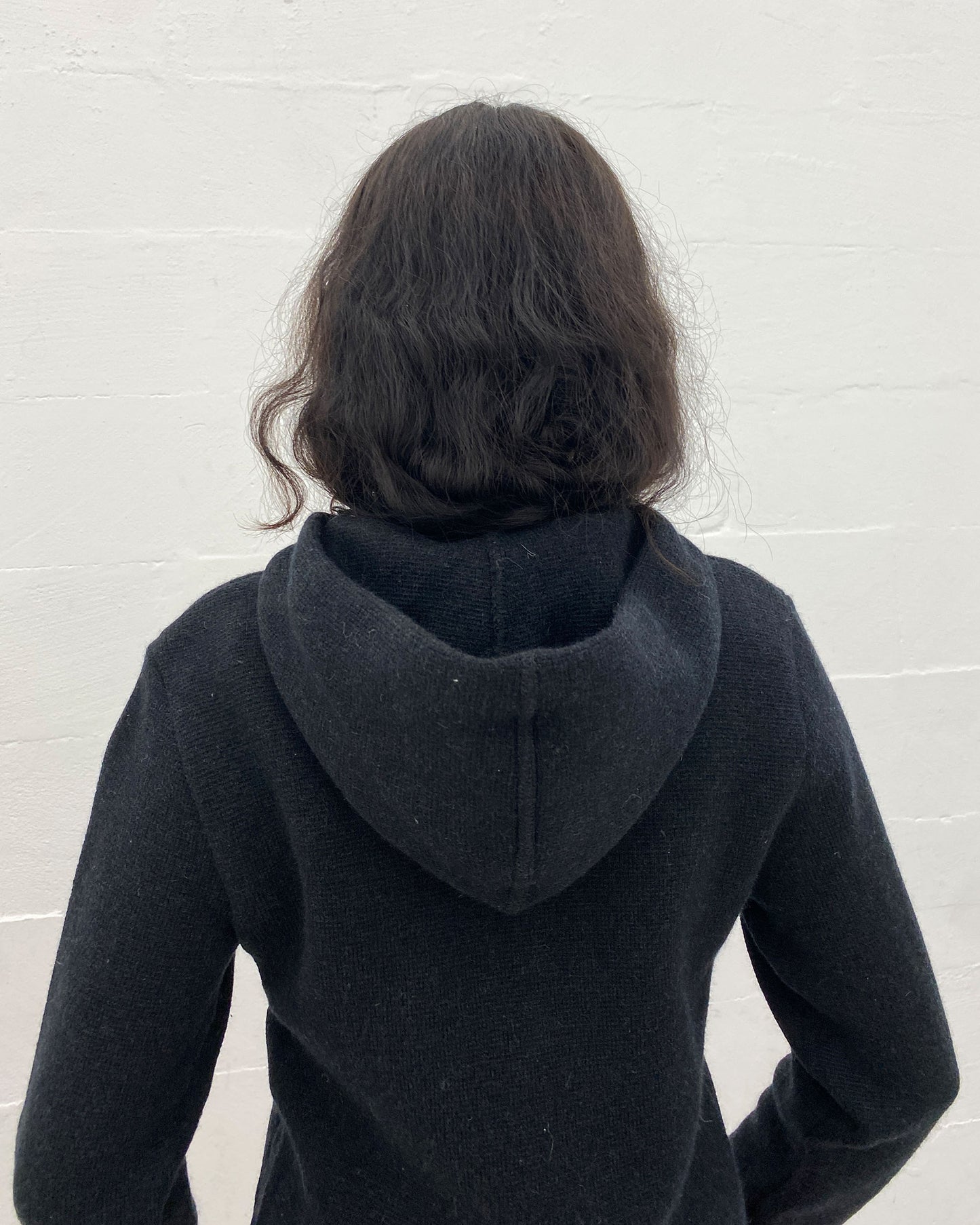 Vintage 1990s Knit Zip Hoodie Dark Grey