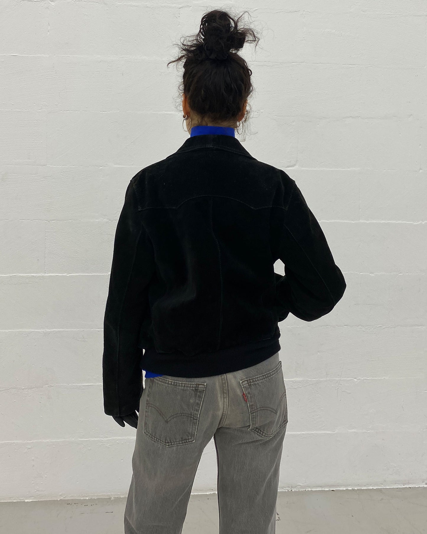 Vintage 1970s Riri Zip Suede Leatherjacket Black