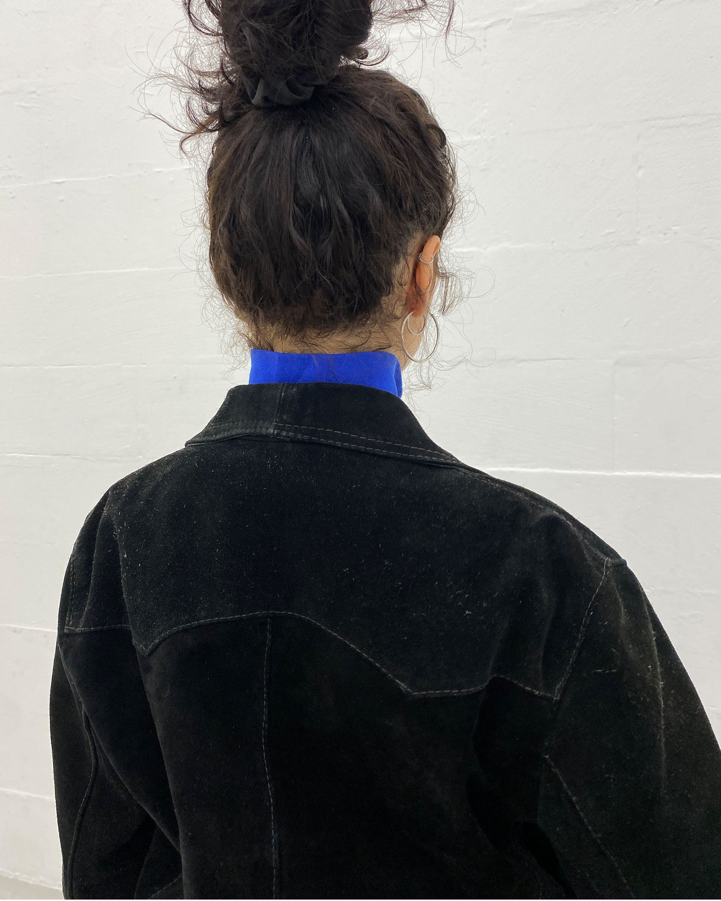 Vintage 1970s Riri Zip Suede Leatherjacket Black