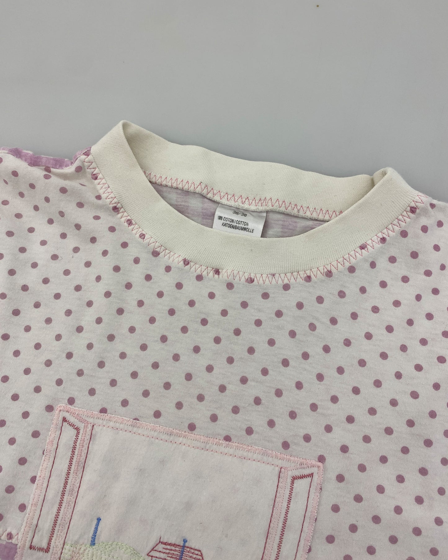 Vintage 1990s La Campagne Checkered T-Shirt Light Pink