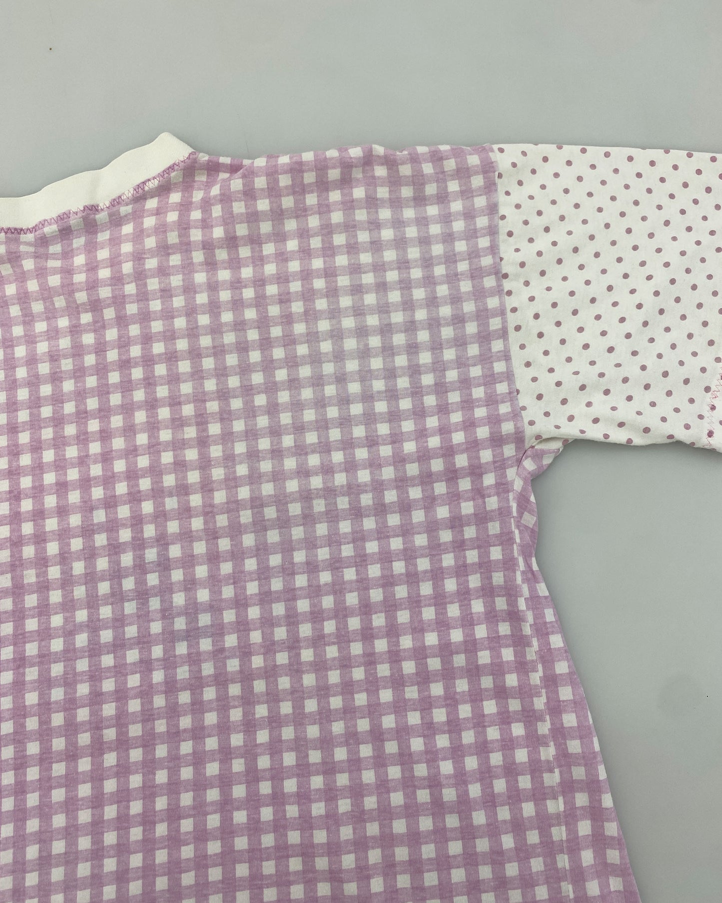 Vintage 1990s La Campagne Checkered T-Shirt Light Pink