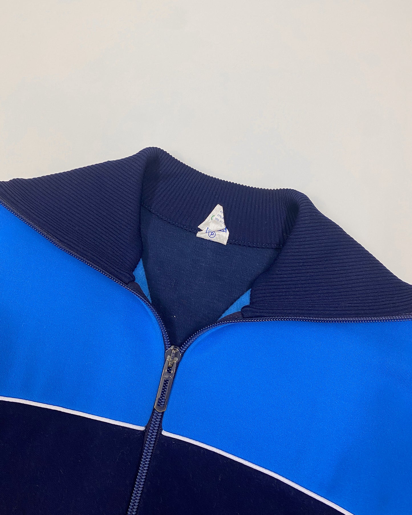 Vintage 1970s Snowsuit Ski Track Jacket and Pants Blue Navy