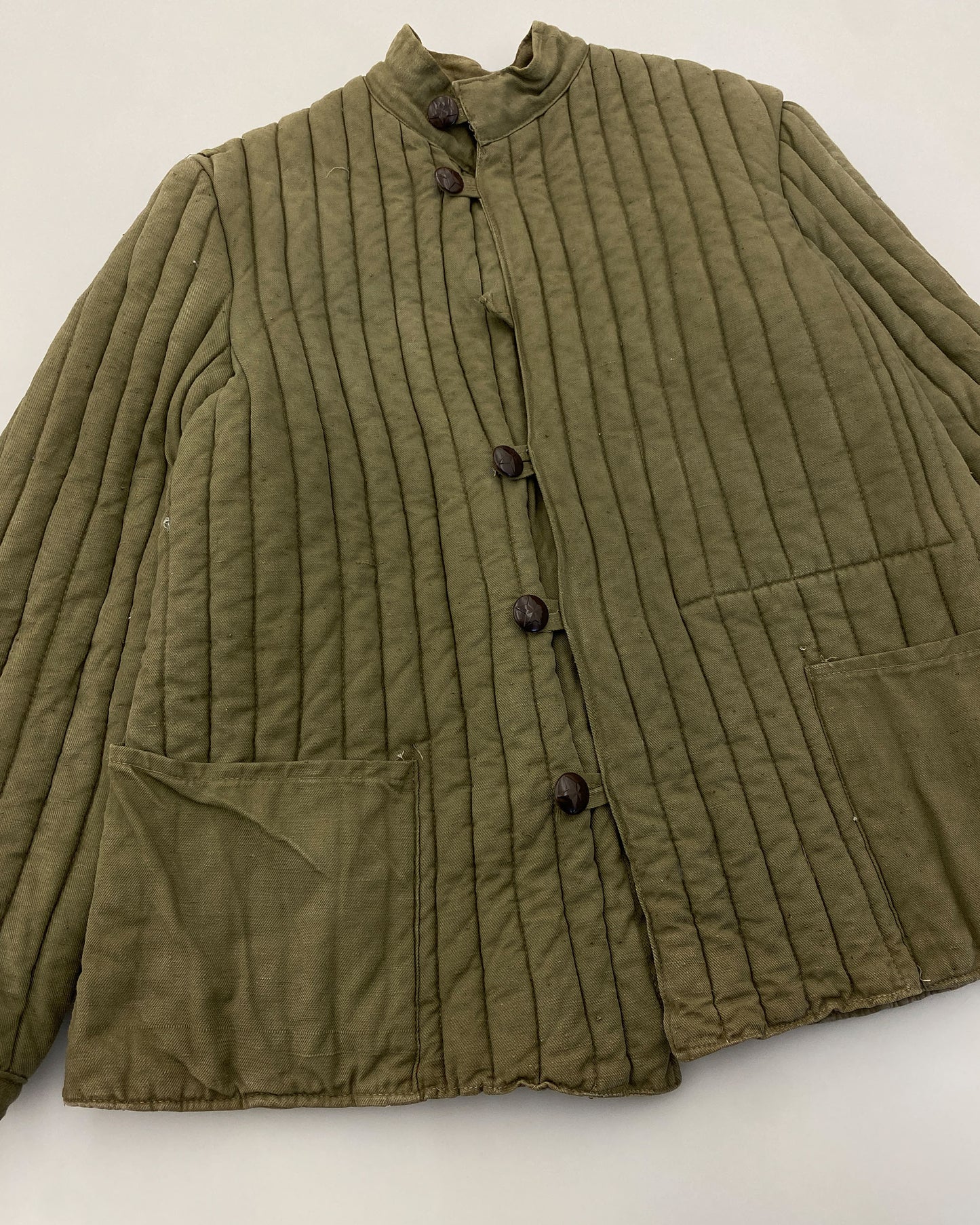 Vintage 1970s Soviet Telogreika Padded Jacket Khaki Green