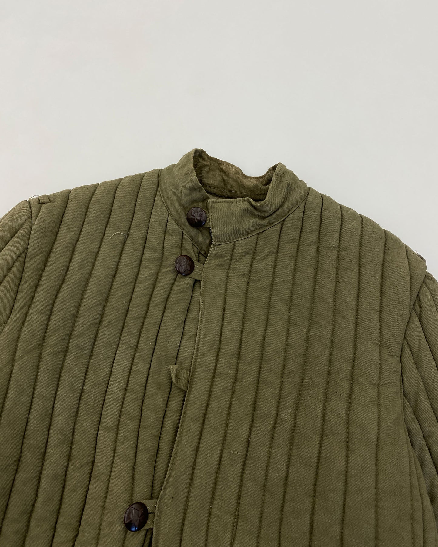 Vintage 1970s Soviet Telogreika Padded Jacket Khaki Green