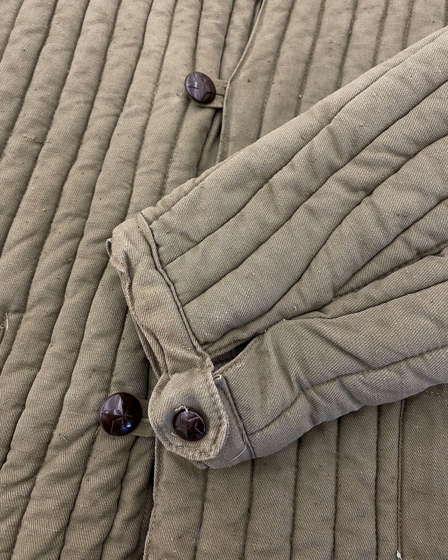 Vintage 1970s Soviet Telogreika Padded Jacket Khaki Green