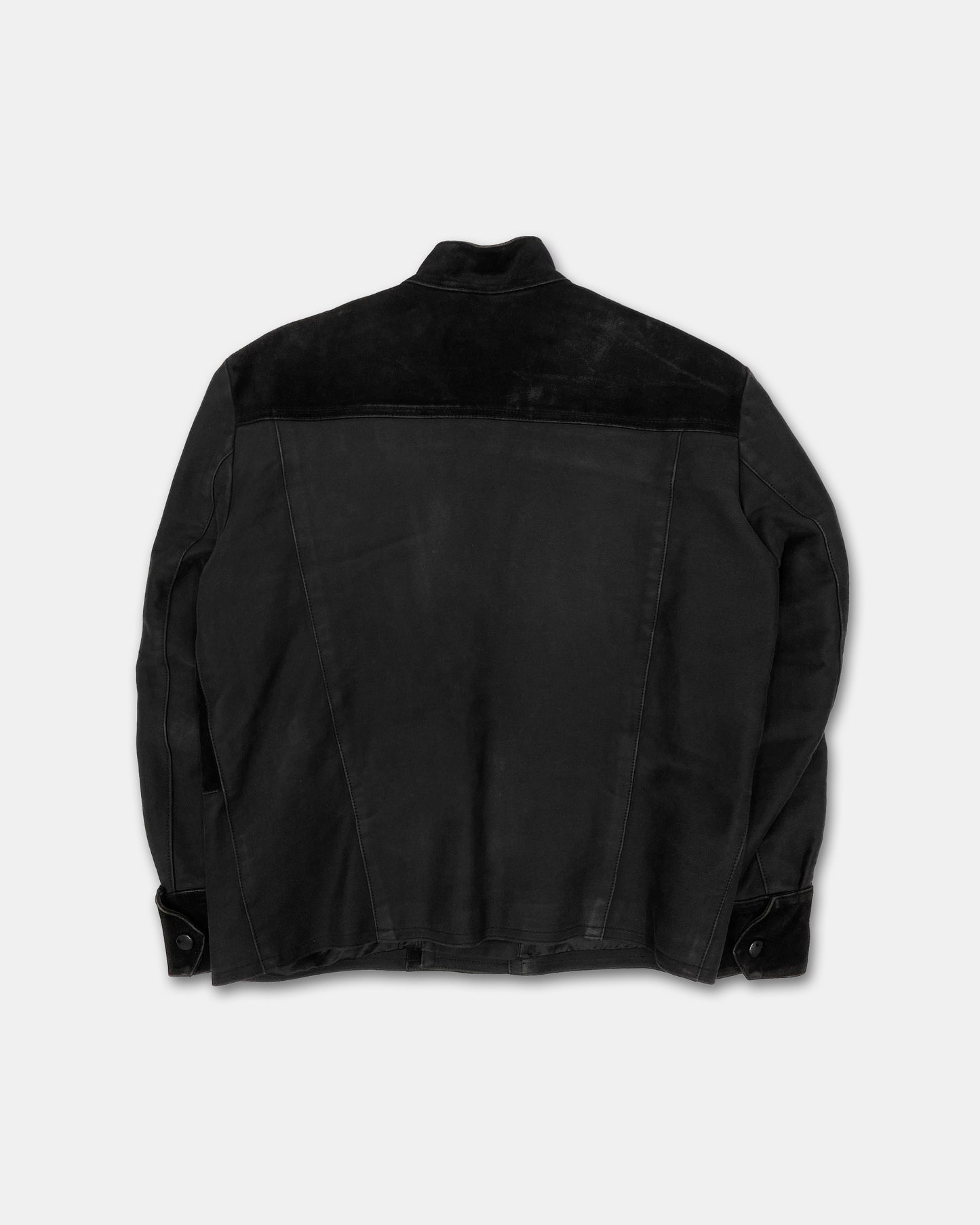 R. Paulsen K.G. Veddel 1980s Hybrid Cotton Leather Jacket Black