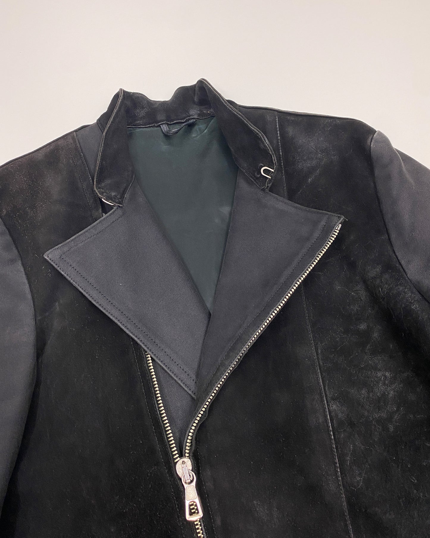 R. Paulsen K.G. Veddel 1980s Hybrid Cotton Leather Jacket Black