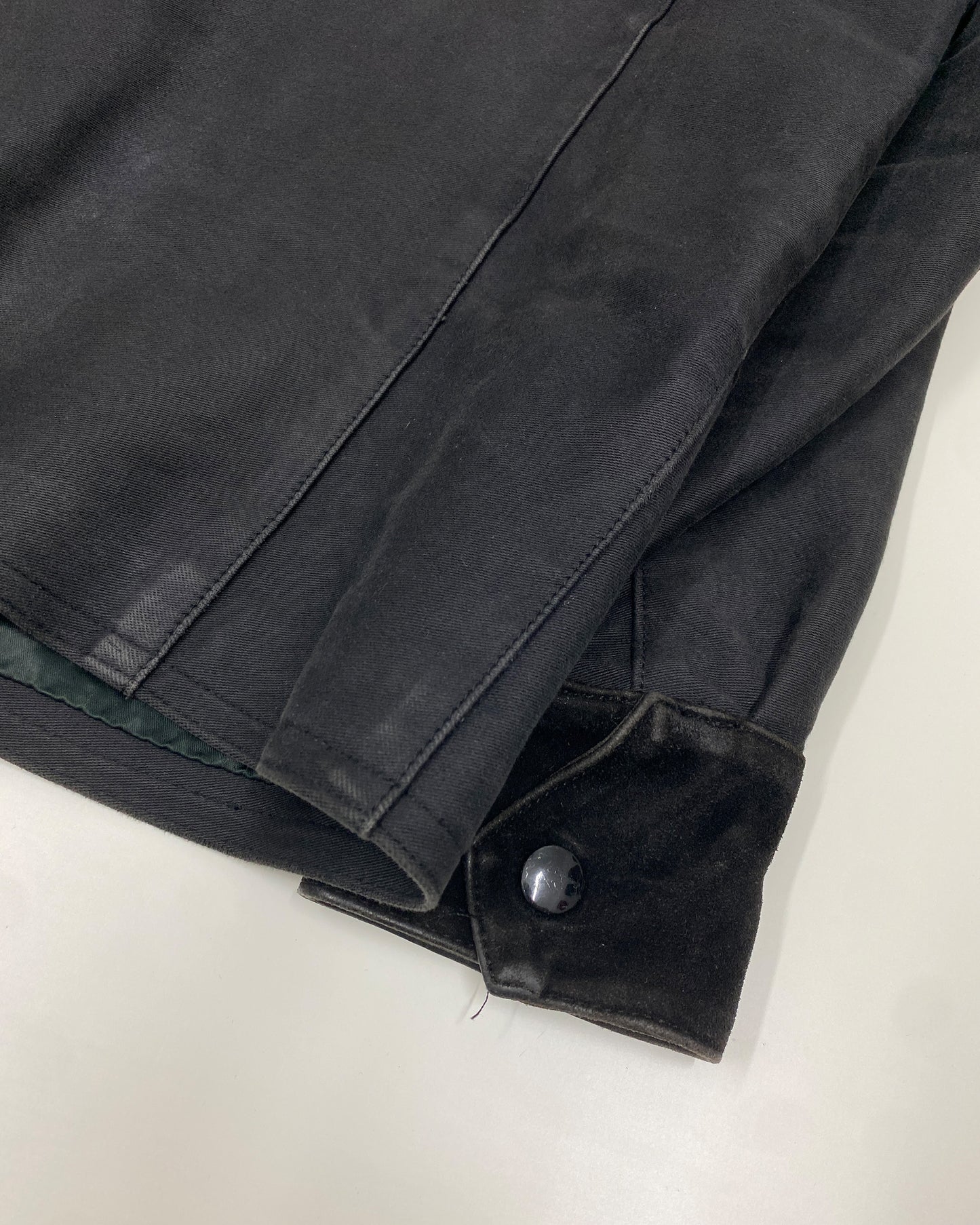 R. Paulsen K.G. Veddel 1980s Hybrid Cotton Leather Jacket Black