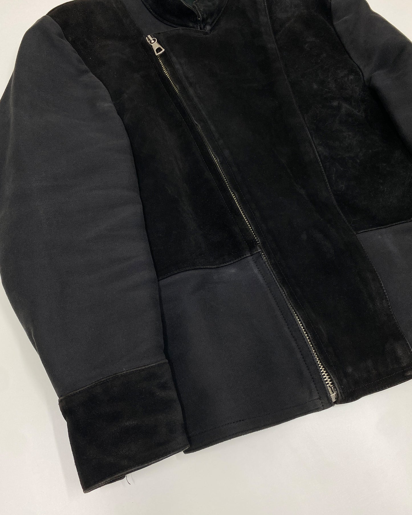 R. Paulsen K.G. Veddel 1980s Hybrid Cotton Leather Jacket Black
