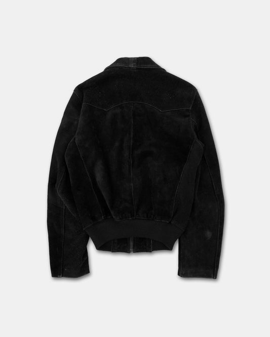 Vintage 1970s Riri Zip Suede Leatherjacket Black