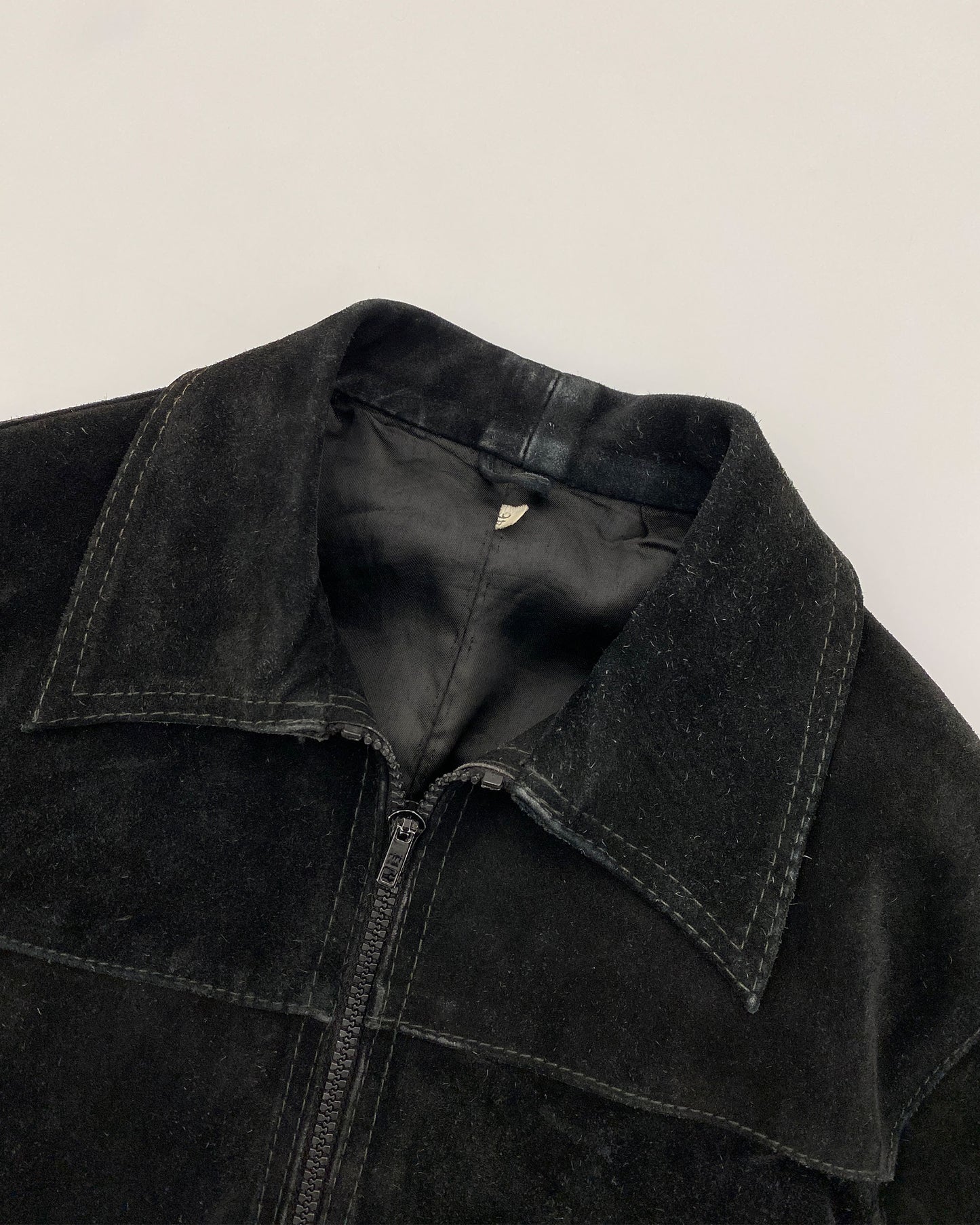 Vintage 1970s Riri Zip Suede Leatherjacket Black