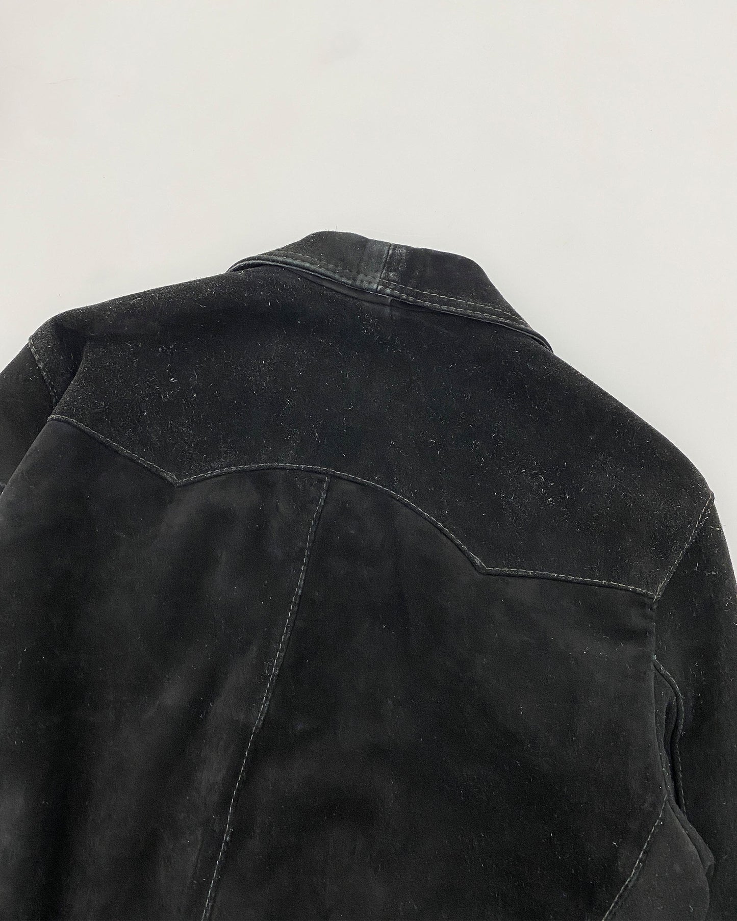 Vintage 1970s Riri Zip Suede Leatherjacket Black