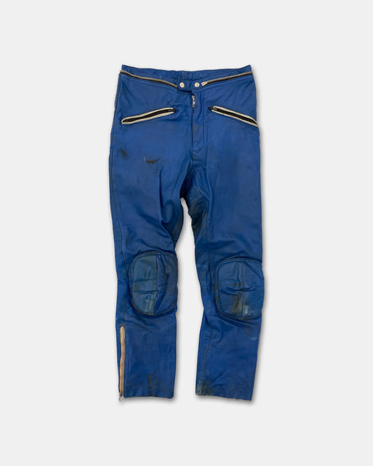 Wilhelm Krawehl 1970s Racing Leatherpants Blue White
