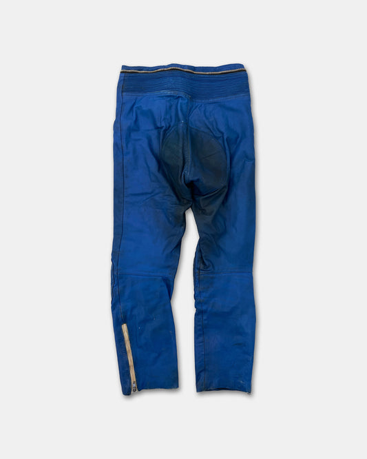 Wilhelm Krawehl 1970s Racing Leatherpants Blue White