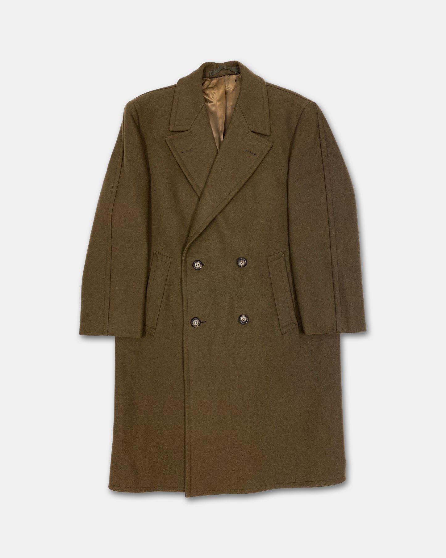 Vintage 1960s Heavyweight Wool Double Breasted Wool Coat Brown