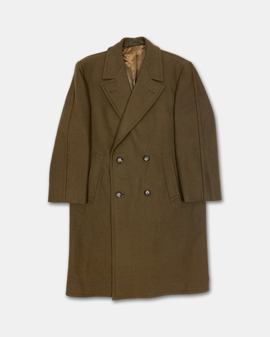 Vintage 1960s Heavyweight Wool Double Breasted Wool Coat Brown