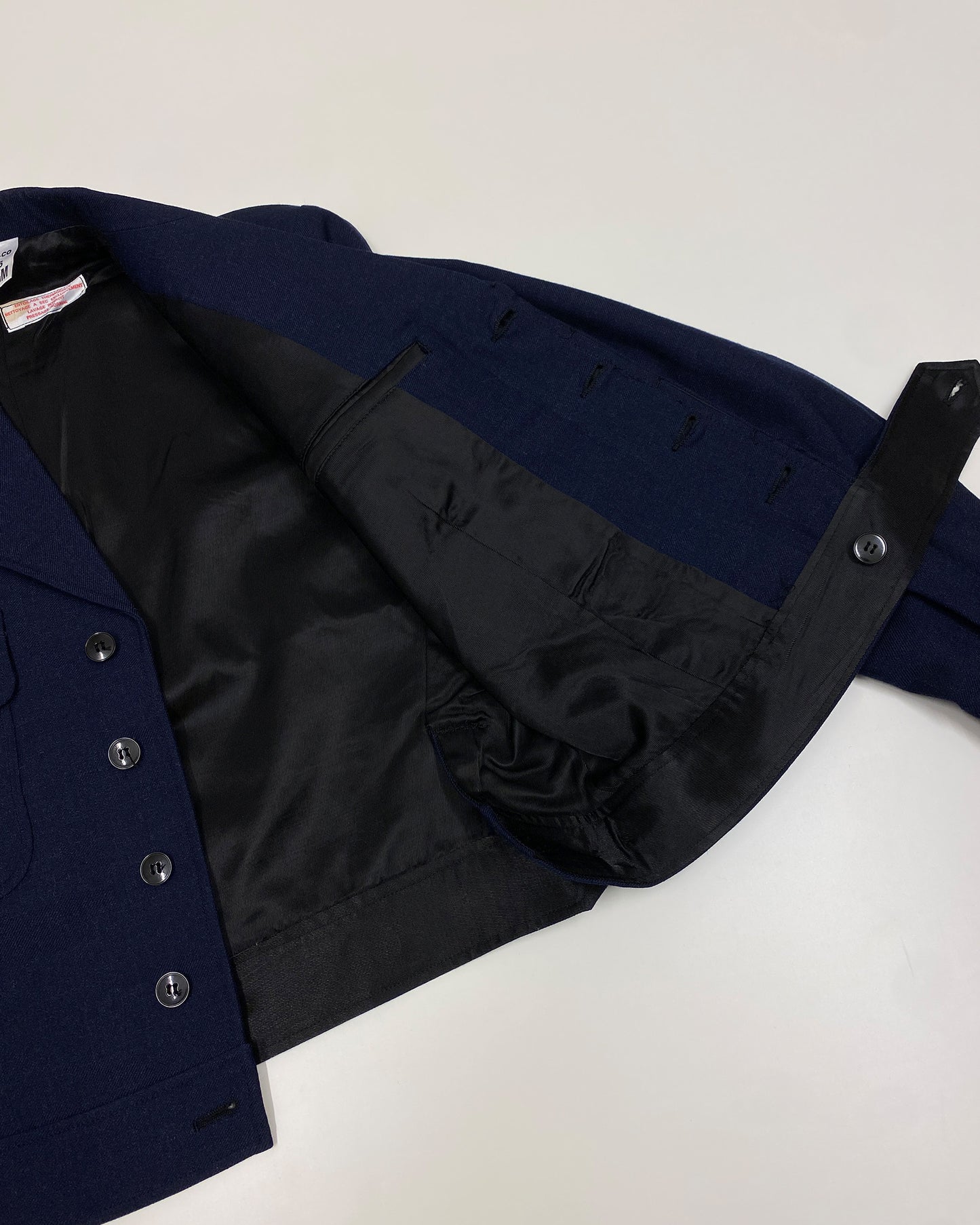 Vintage 1970s French Military Wool Blouse Jacket Dark Navy