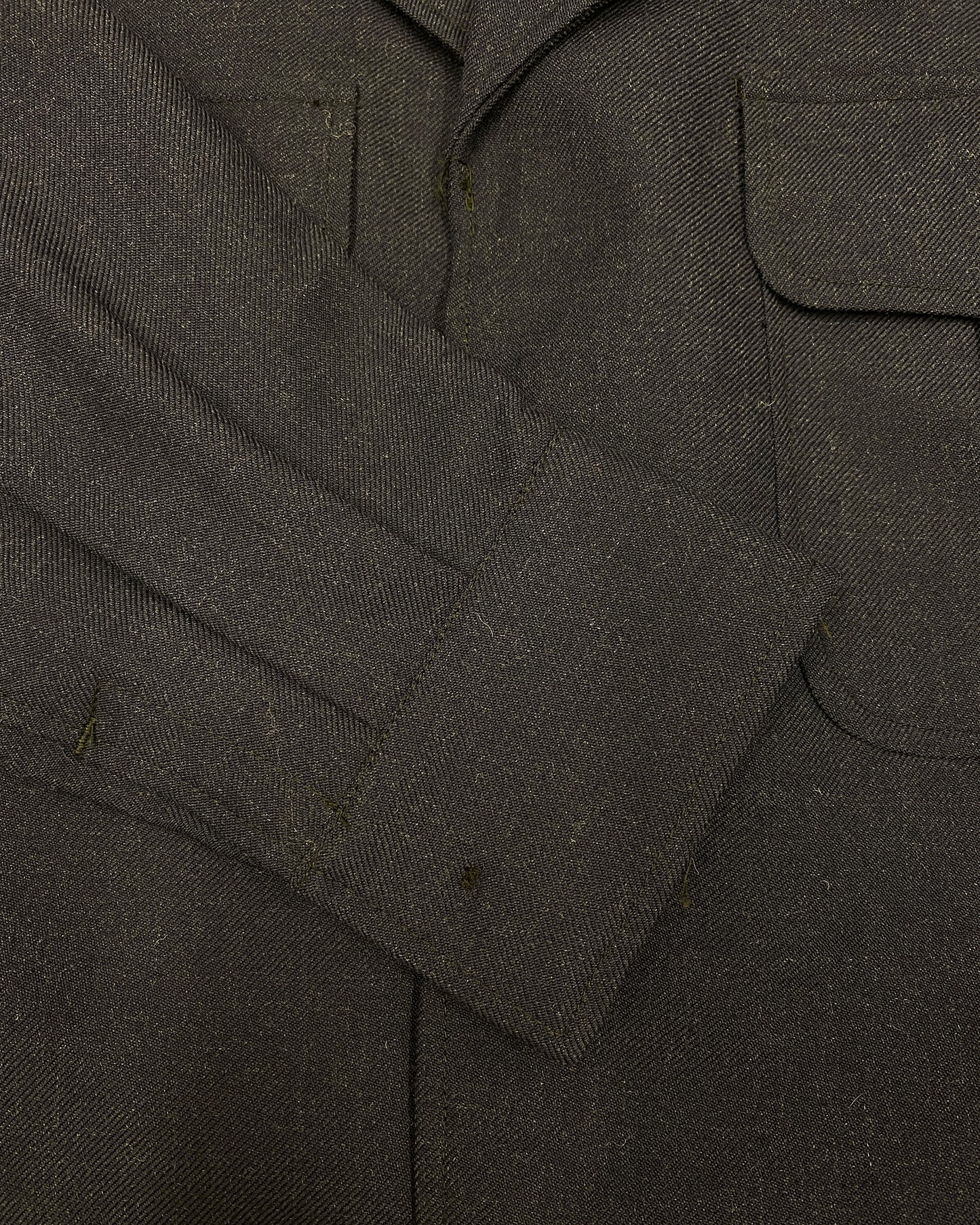 Vintage 1970s French Military Wool Blouse Jacket Dark Navy