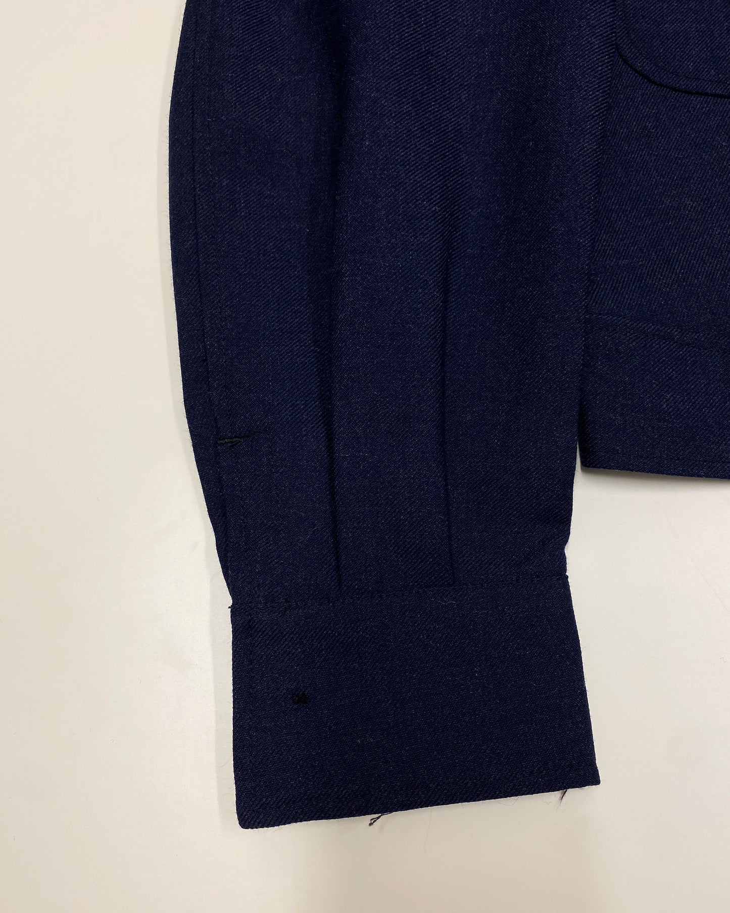 Vintage 1970s French Military Wool Blouse Jacket Dark Navy