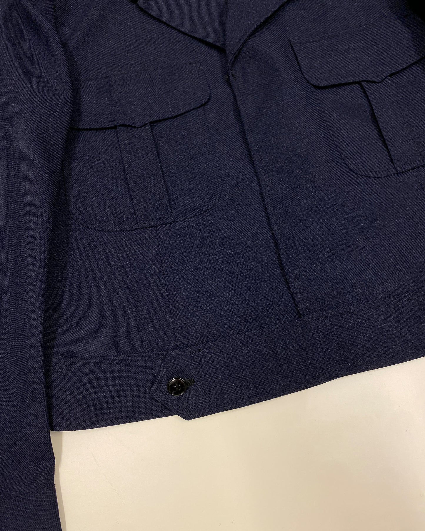 Vintage 1970s French Military Wool Blouse Jacket Dark Navy